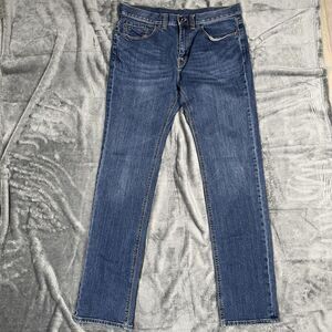 PrAna Straight Fit Jeans Mens 34x32 Blue Medium Wash High Rise Stretch Denim